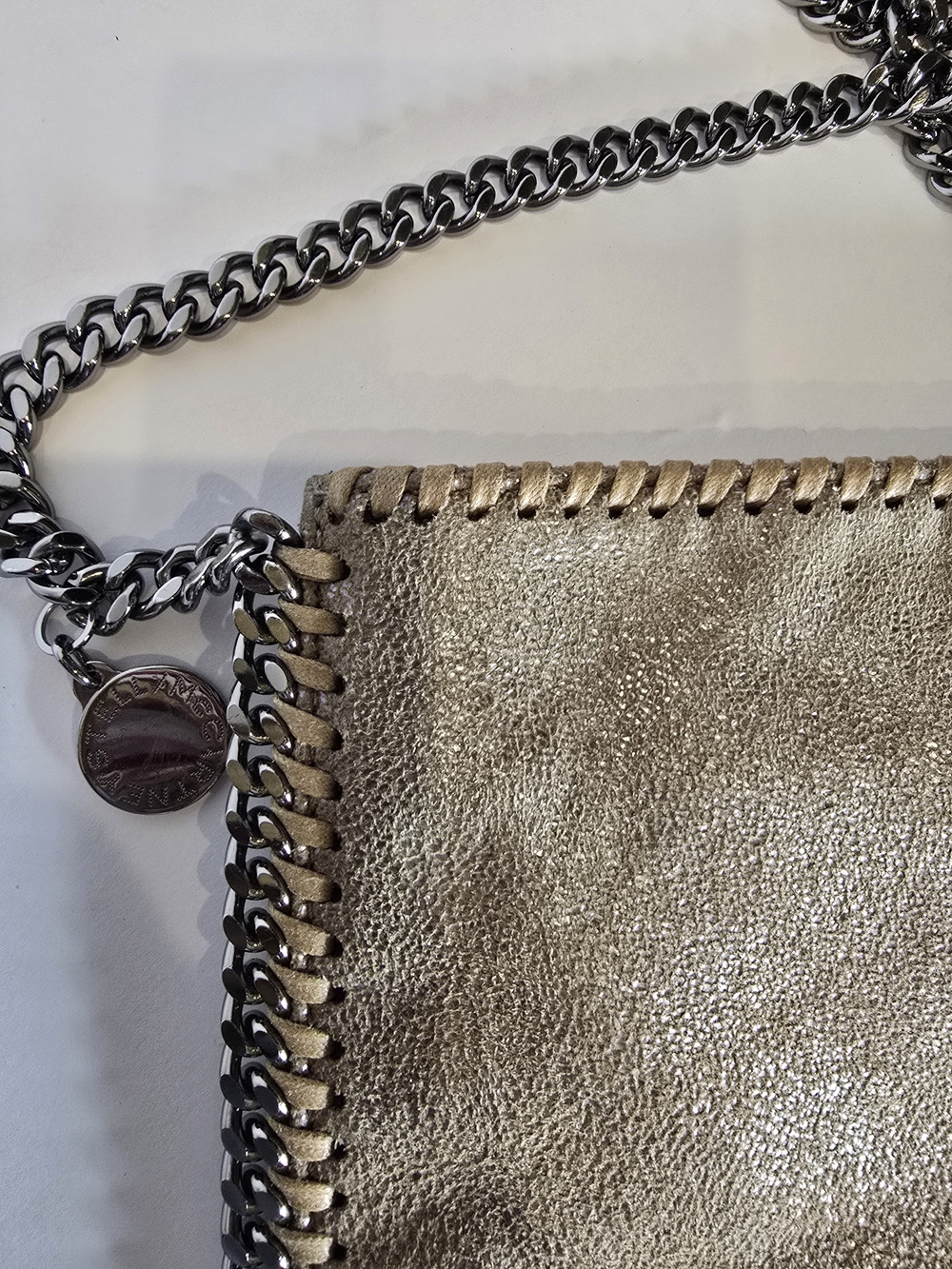 Stella McCartney Taupe Shiny Chain-Trim Crossbody - Picture 12 of 12